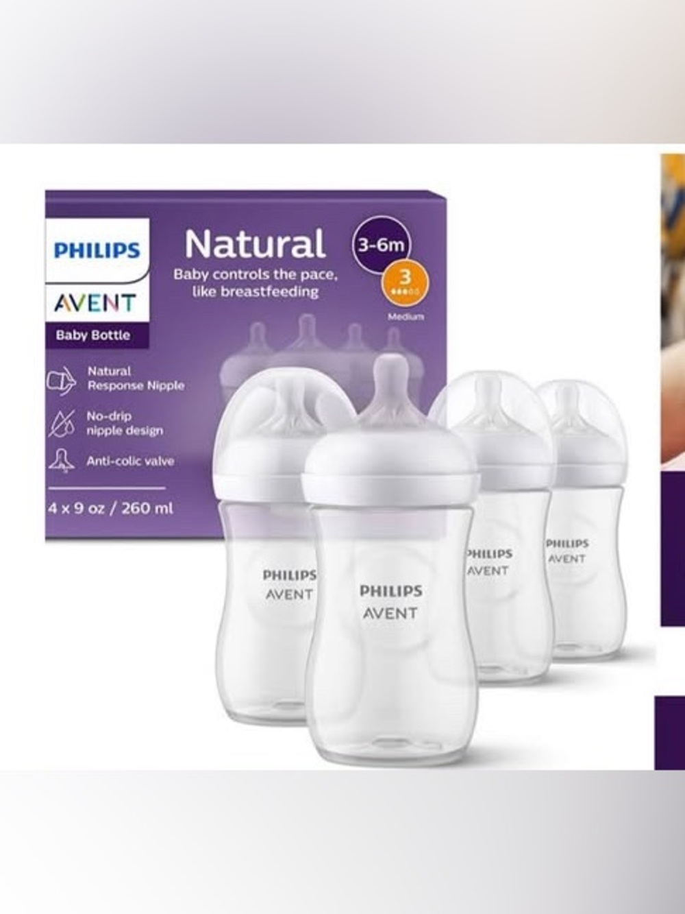 Natural Baby Bottle - White (4 Pack)